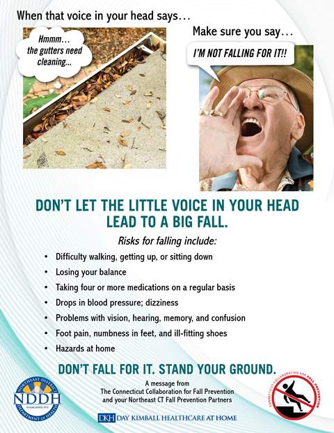 fall prevention flyer for cleaning the gutters