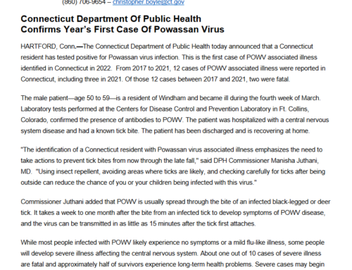 CT DPH Confirms Year’s First Case of Powassan Virus